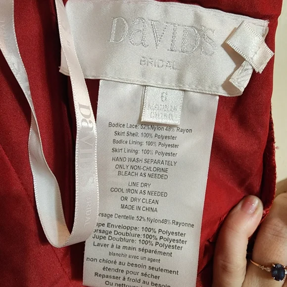 Apple Lace & Mesh Davids Bridal Bridesmaid Dress, Size 6 - Picture 6 of 6